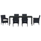 Garden Dining Set 7 pcs Black Poly Rattan