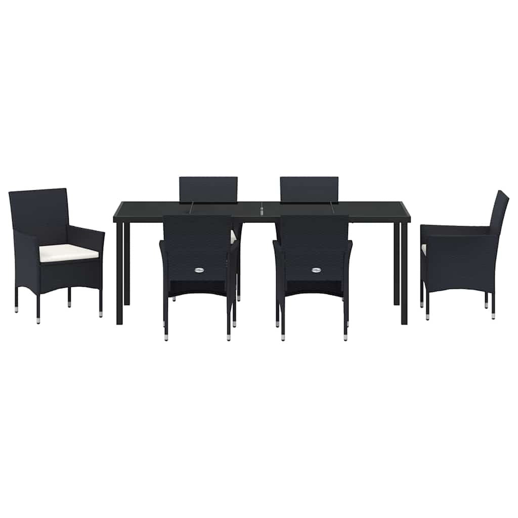 Garden Dining Set 7 pcs Black Poly Rattan
