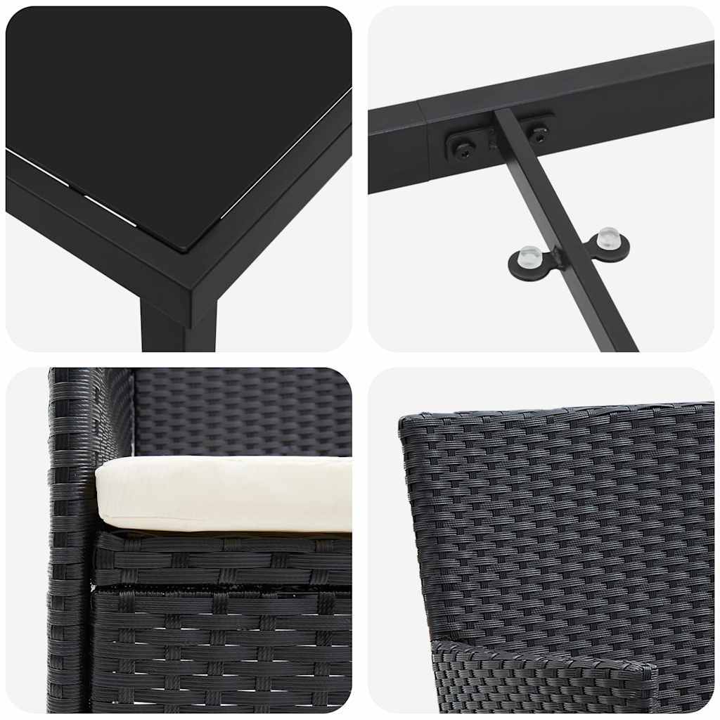 Garden Dining Set 7 pcs Black Poly Rattan