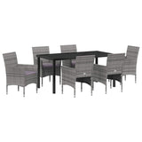 Garden Dining Set 7 pcs Grey Poly Rattan