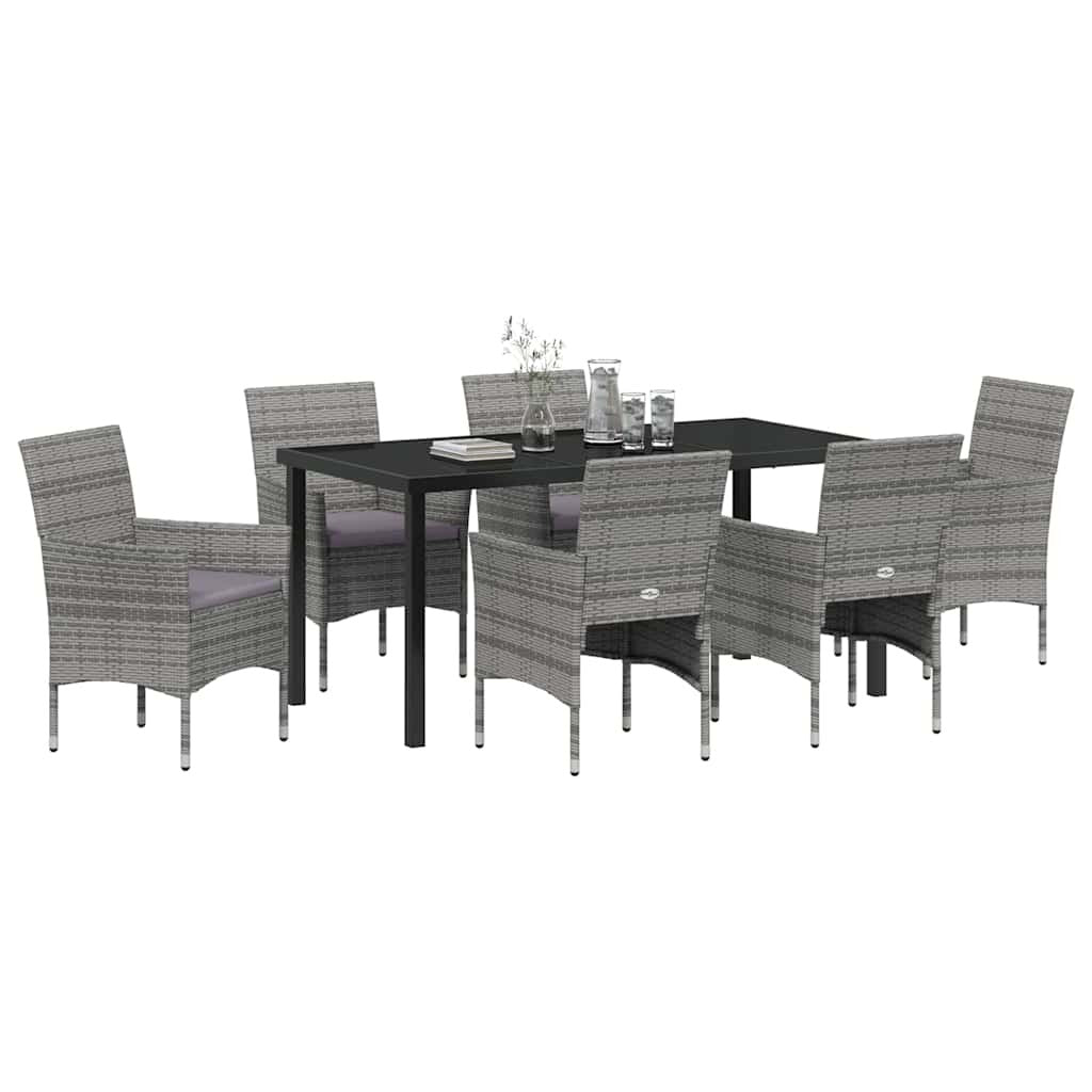 Garden Dining Set 7 pcs Grey Poly Rattan