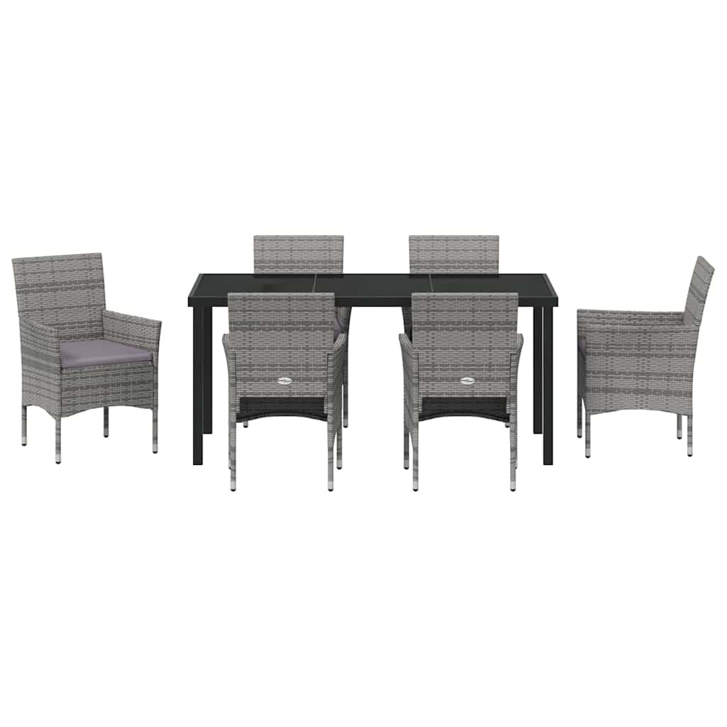 Garden Dining Set 7 pcs Grey Poly Rattan