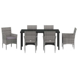 Garden Dining Set 7 pcs Grey Poly Rattan