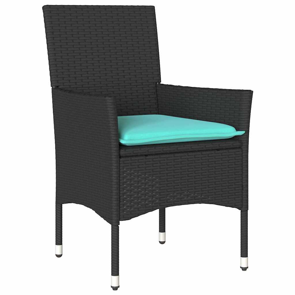 Table and Chair Set 9 pcs Black PE Rattan