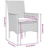Table and Chair Set 9 pcs Black PE Rattan