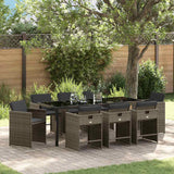 Garden Dining Set 9 pcs Grey Poly Rattan