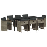 Garden Dining Set 9 pcs Grey Poly Rattan