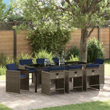 Garden Dining Set 9 pcs Grey Poly Rattan