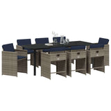 Garden Dining Set 9 pcs Grey Poly Rattan