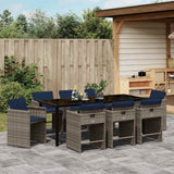 Garden Dining Set 9 pcs Grey Poly Rattan