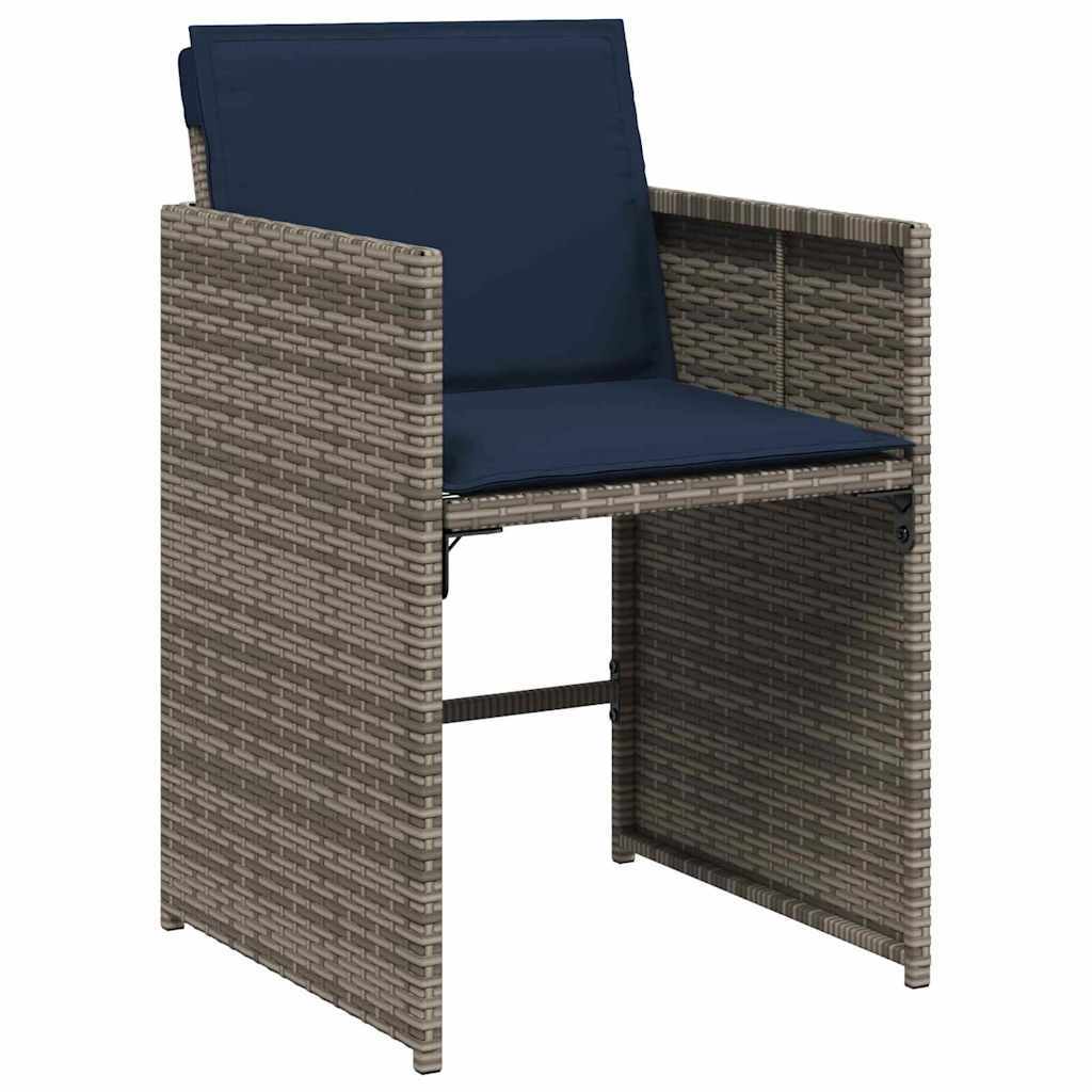 Garden Dining Set 9 pcs Grey Poly Rattan