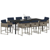 Garden Dining Set 9 pcs Grey Poly Rattan
