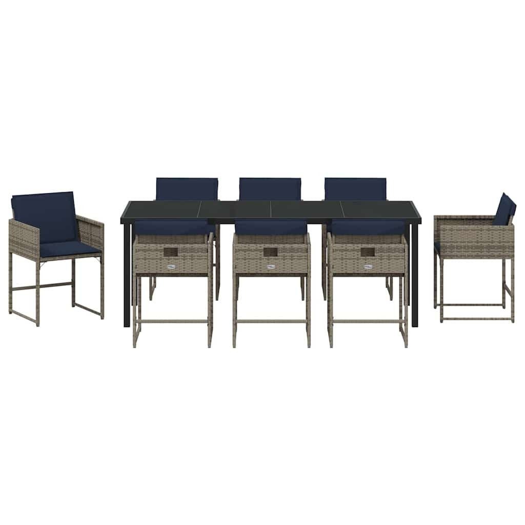 Garden Dining Set 9 pcs Grey Poly Rattan