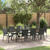Garden Dining Set 9 pcs Black Poly Rattan