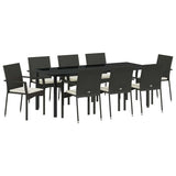 Garden Dining Set 9 pcs Black Poly Rattan