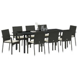 Garden Dining Set 9 pcs Black Poly Rattan