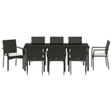 Garden Dining Set 9 pcs Black Poly Rattan