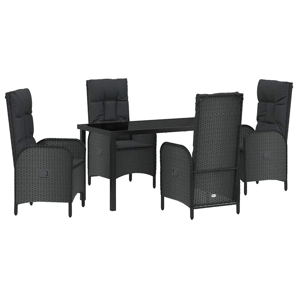 Garden Dining Set 5 pcs Black Poly Rattan