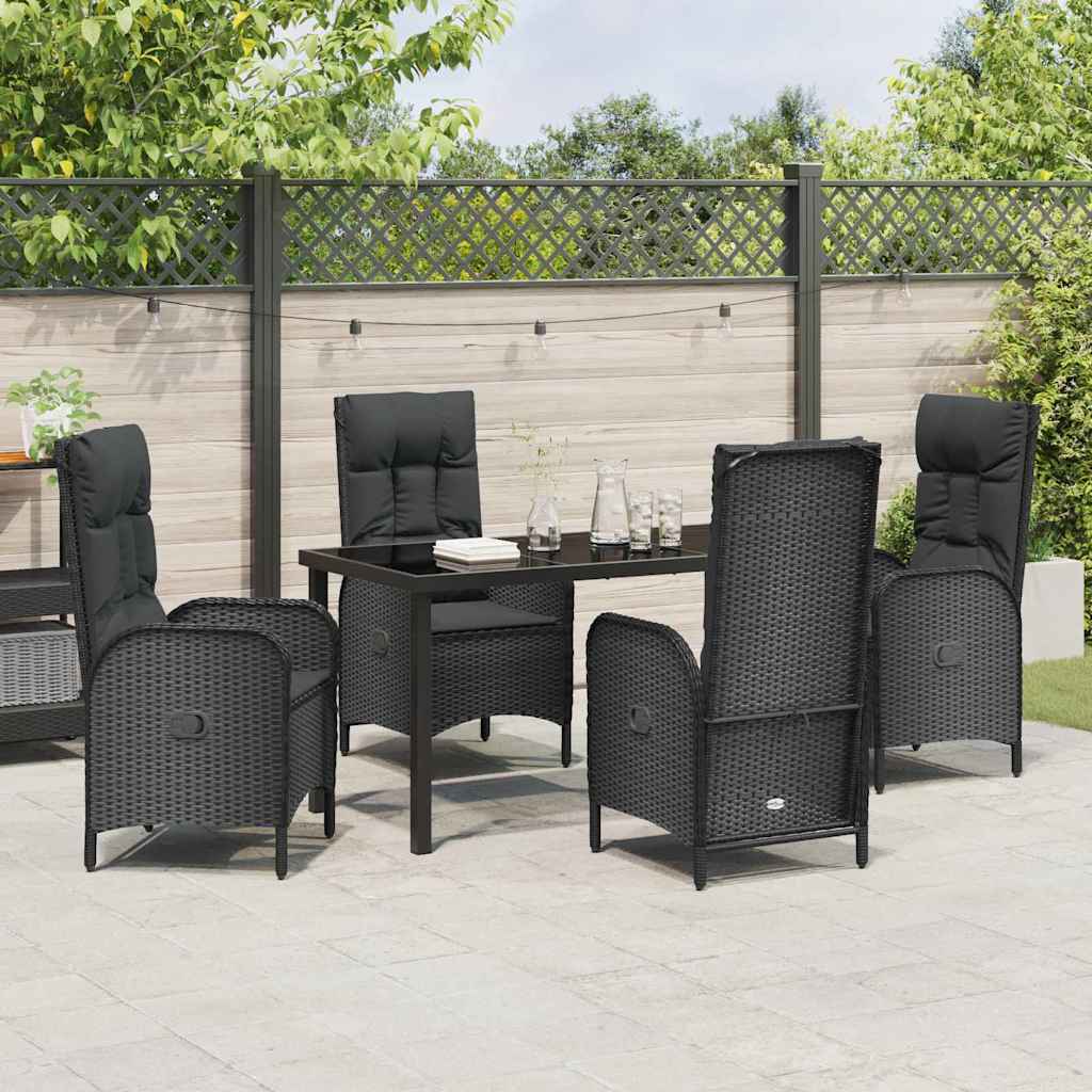 Garden Dining Set 5 pcs Black Poly Rattan