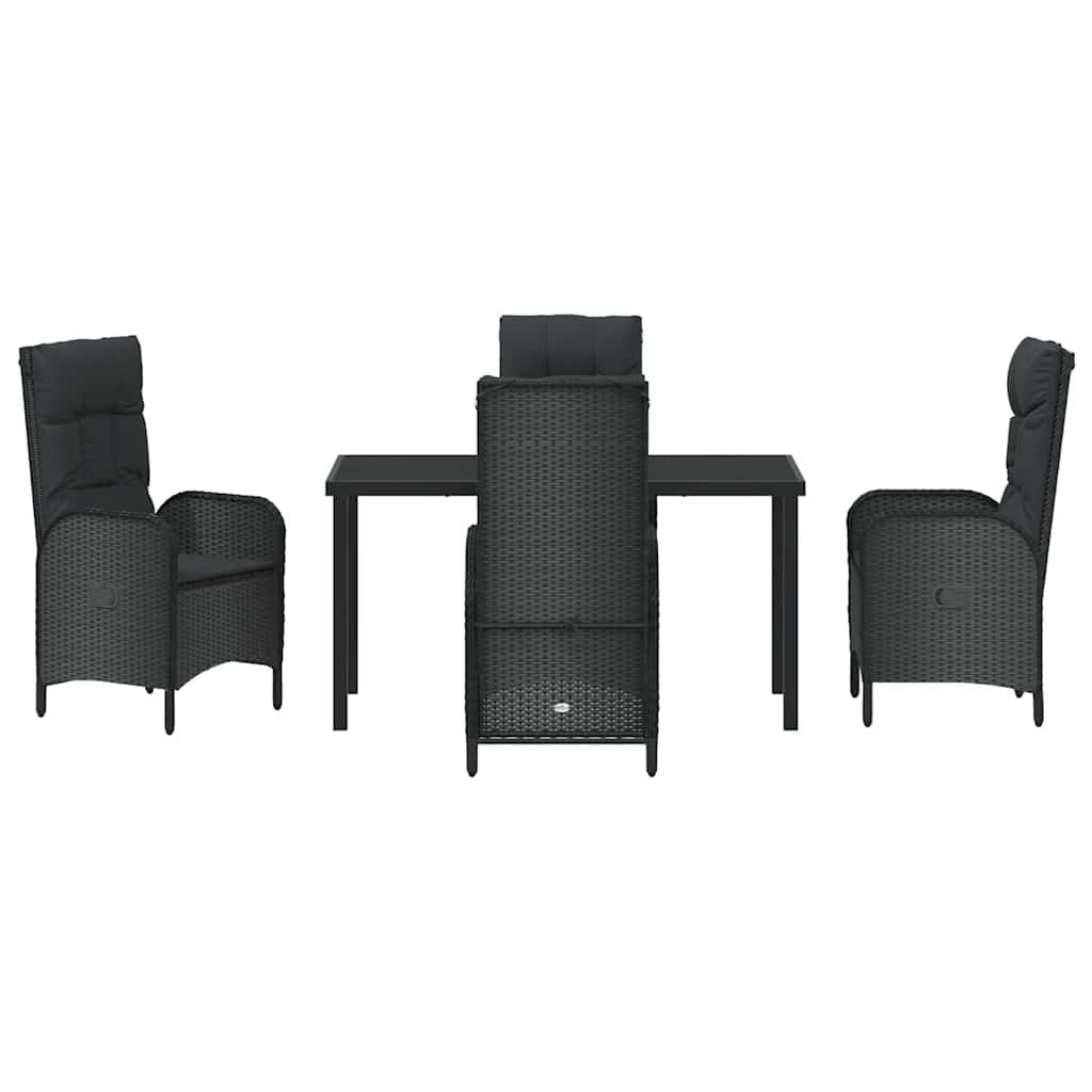 Garden Dining Set 5 pcs Black Poly Rattan