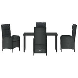 Garden Dining Set 5 pcs Black Poly Rattan