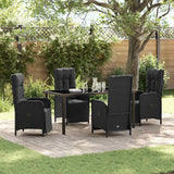 Garden Dining Set 5 pcs Black Poly Rattan