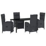 Garden Dining Set 5 pcs Black Poly Rattan