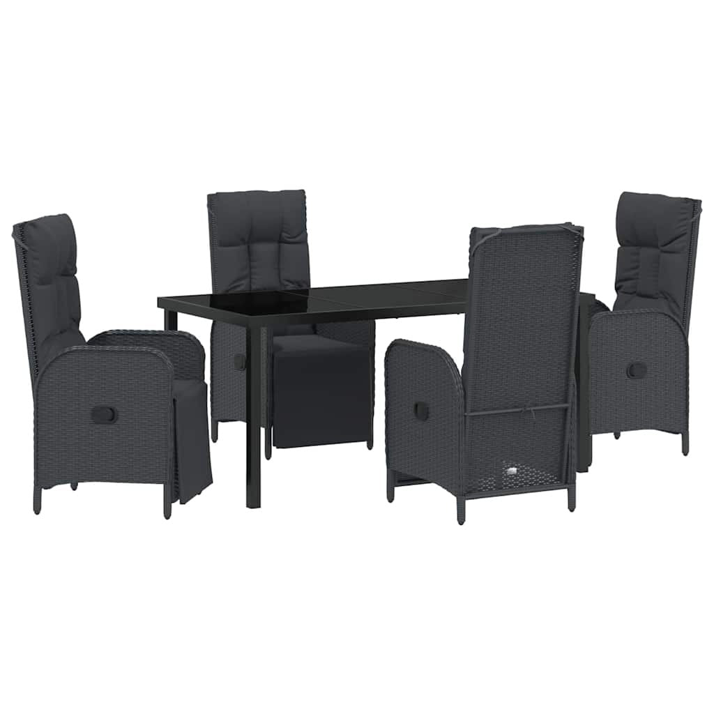 Garden Dining Set 5 pcs Black Poly Rattan