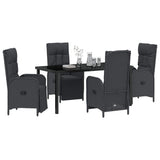 Garden Dining Set 5 pcs Black Poly Rattan