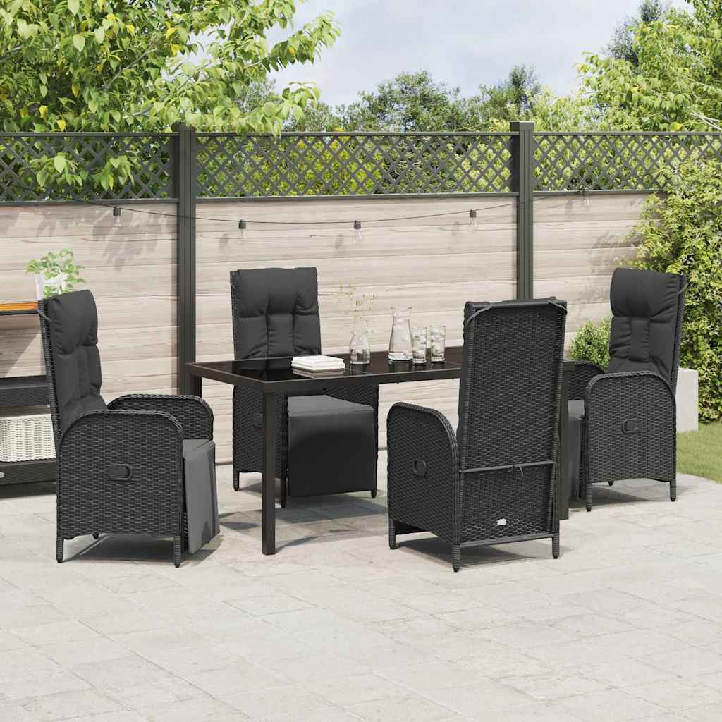 Garden Dining Set 5 pcs Black Poly Rattan
