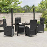 Garden Dining Set 5 pcs Black Poly Rattan