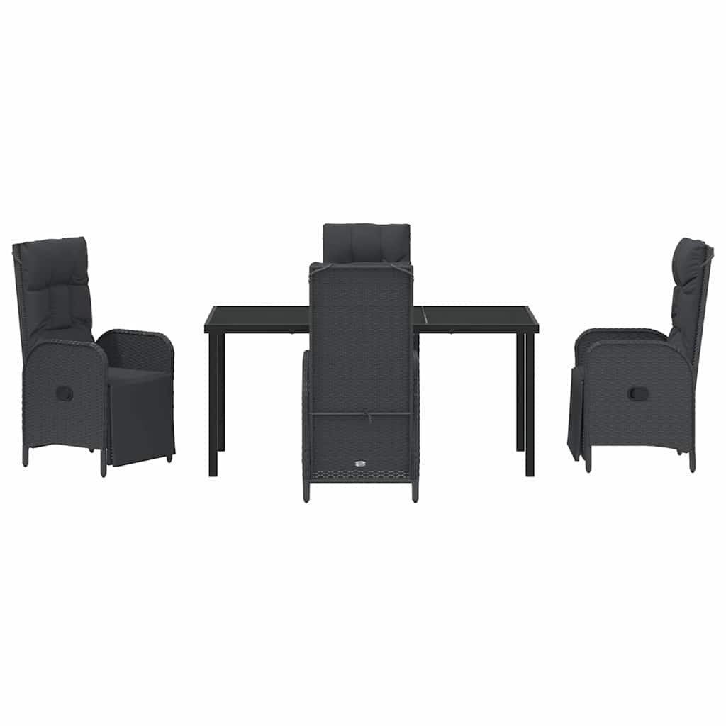 Garden Dining Set 5 pcs Black Poly Rattan