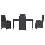 Garden Dining Set 5 pcs Black Poly Rattan
