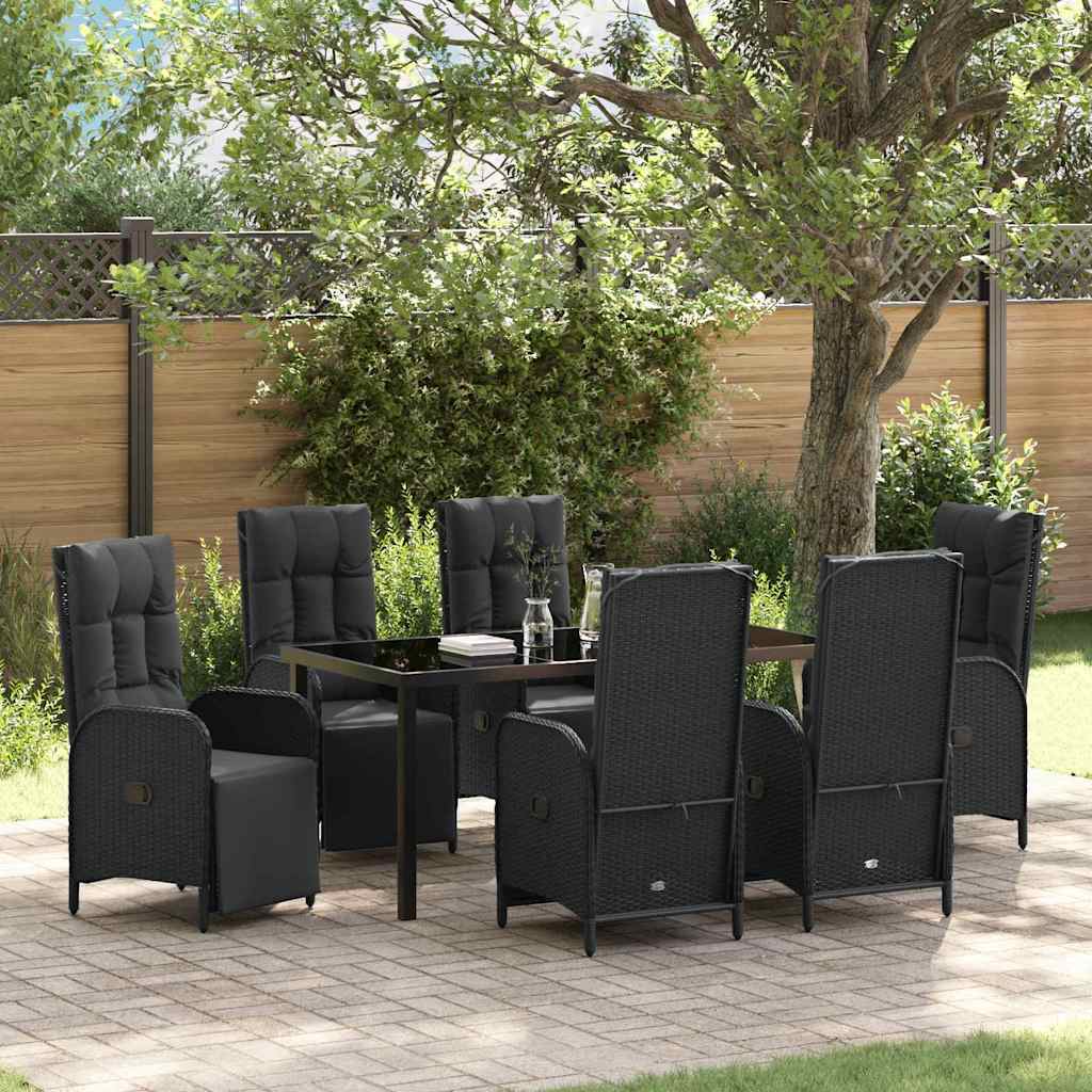 Garden Dining Set 7 pcs Black Poly Rattan
