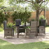 Garden Dining Set 5 pcs Grey Poly Rattan