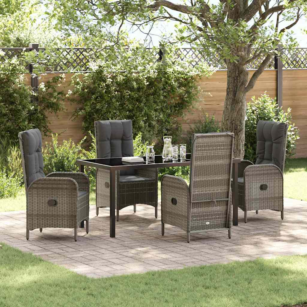 Garden Dining Set 5 pcs Grey Poly Rattan