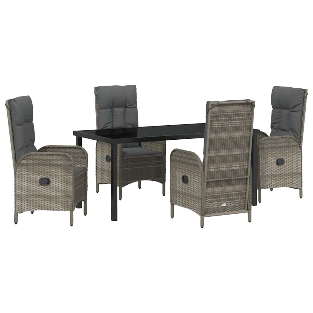 Garden Dining Set 5 pcs Grey Poly Rattan
