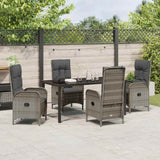 Garden Dining Set 5 pcs Grey Poly Rattan