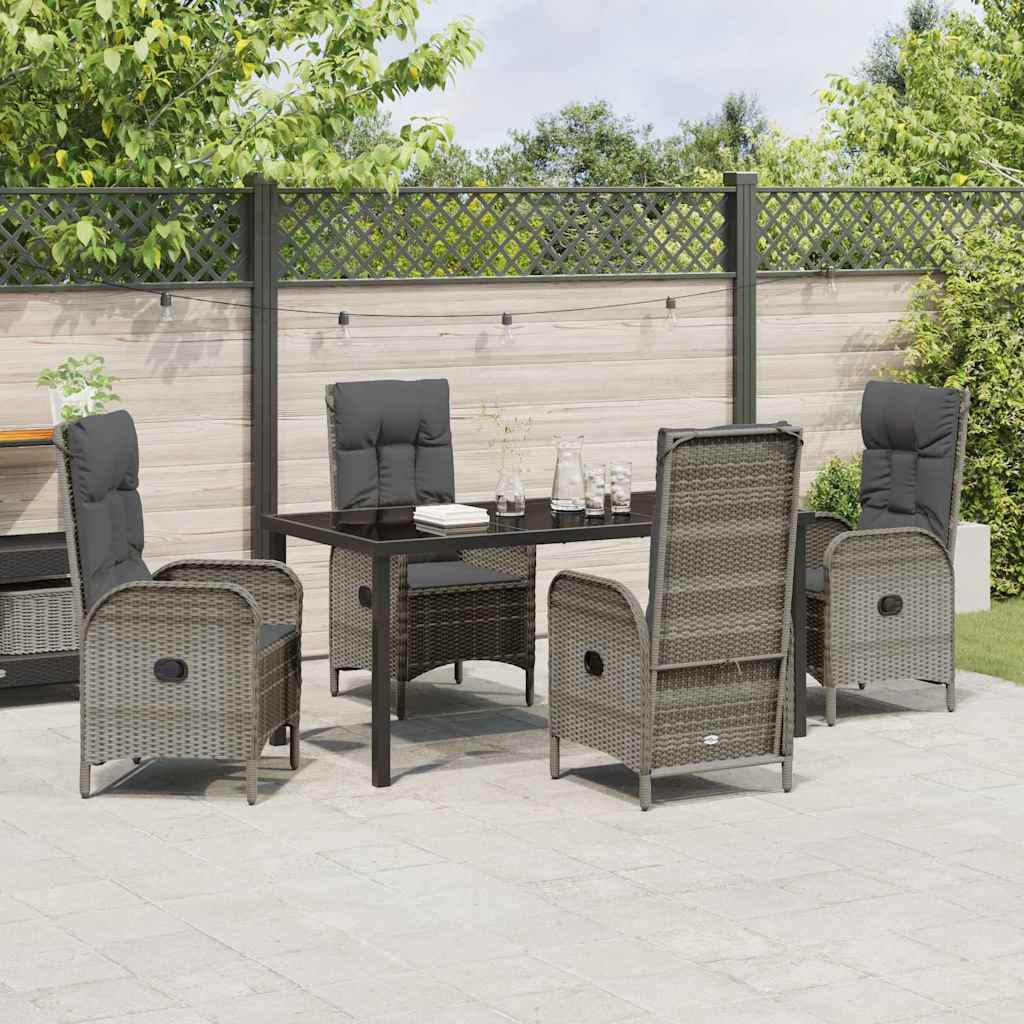 Garden Dining Set 5 pcs Grey Poly Rattan