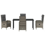 Garden Dining Set 5 pcs Grey Poly Rattan