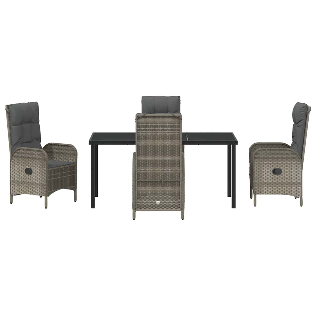 Garden Dining Set 5 pcs Grey Poly Rattan