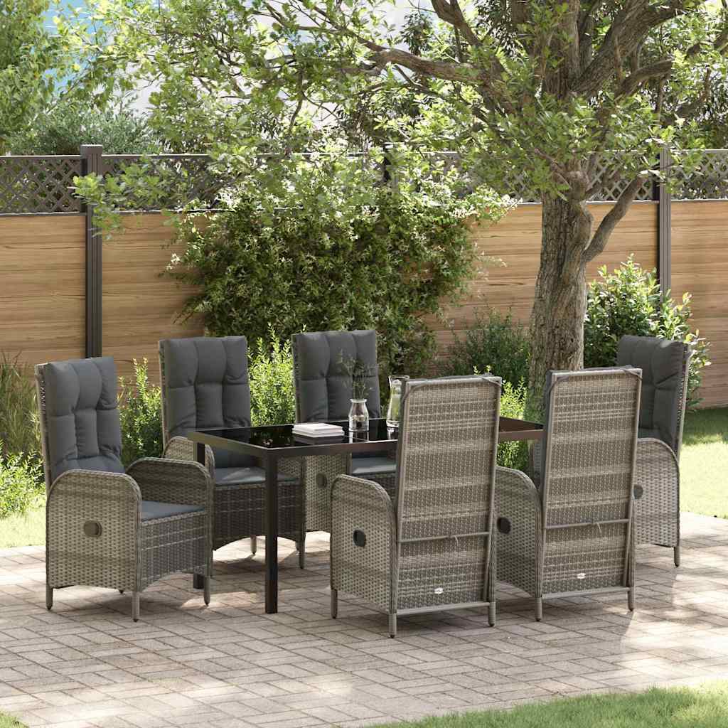 Garden Dining Set 7 pcs Grey Poly Rattan