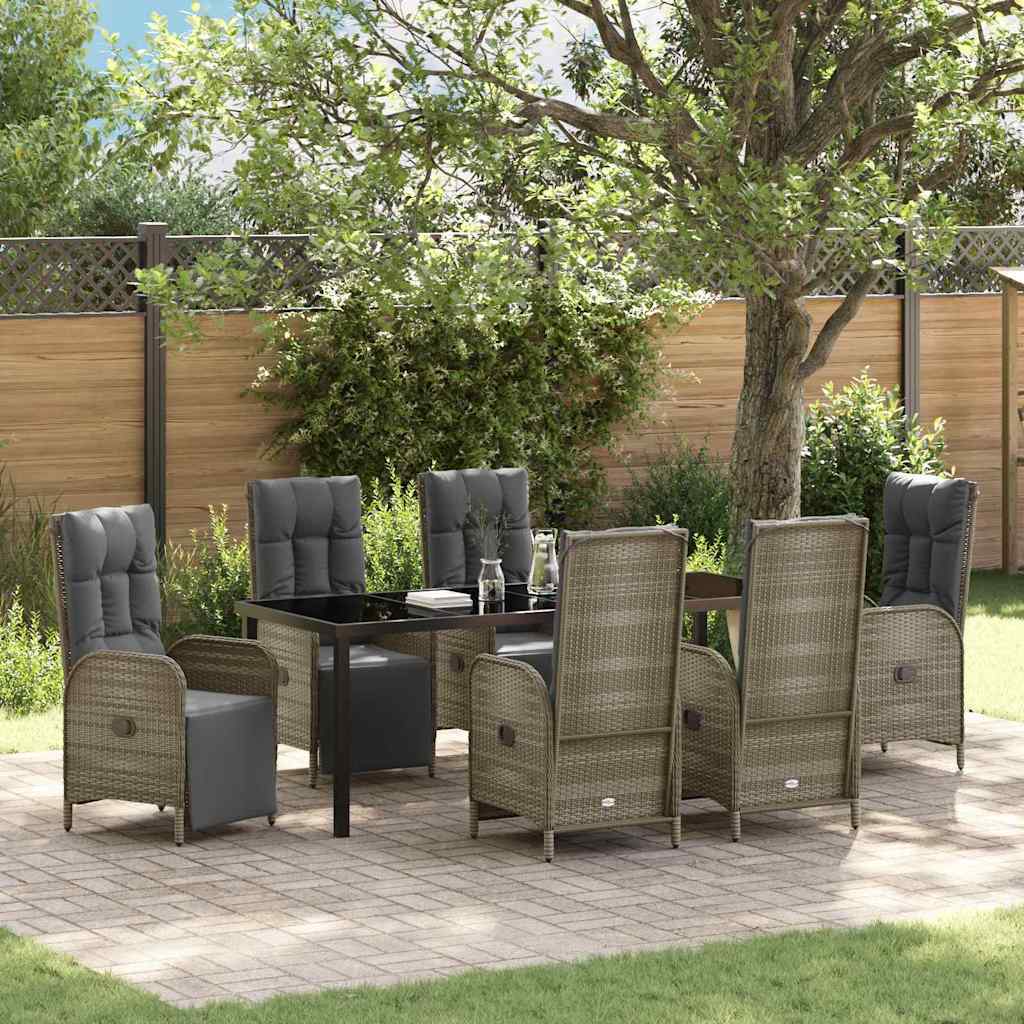 Garden Dining Set 7 pcs Grey Poly Rattan