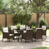 Garden Dining Set 7 pcs Brown Poly Rattan