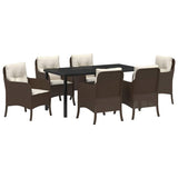 Garden Dining Set 7 pcs Brown Poly Rattan