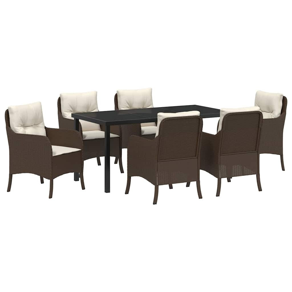Garden Dining Set 7 pcs Brown Poly Rattan