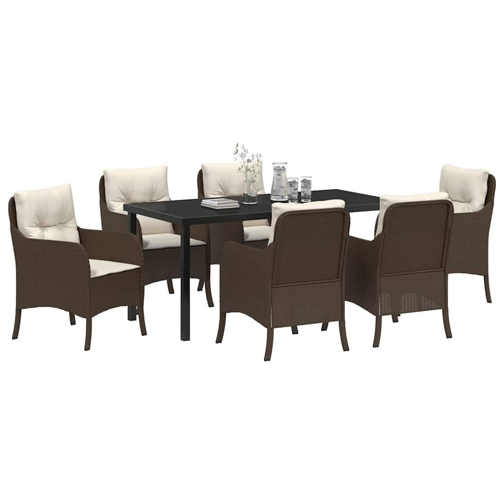 Garden Dining Set 7 pcs Brown Poly Rattan