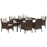 Garden Dining Set 7 pcs Brown Poly Rattan
