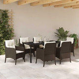 Garden Dining Set 7 pcs Brown Poly Rattan