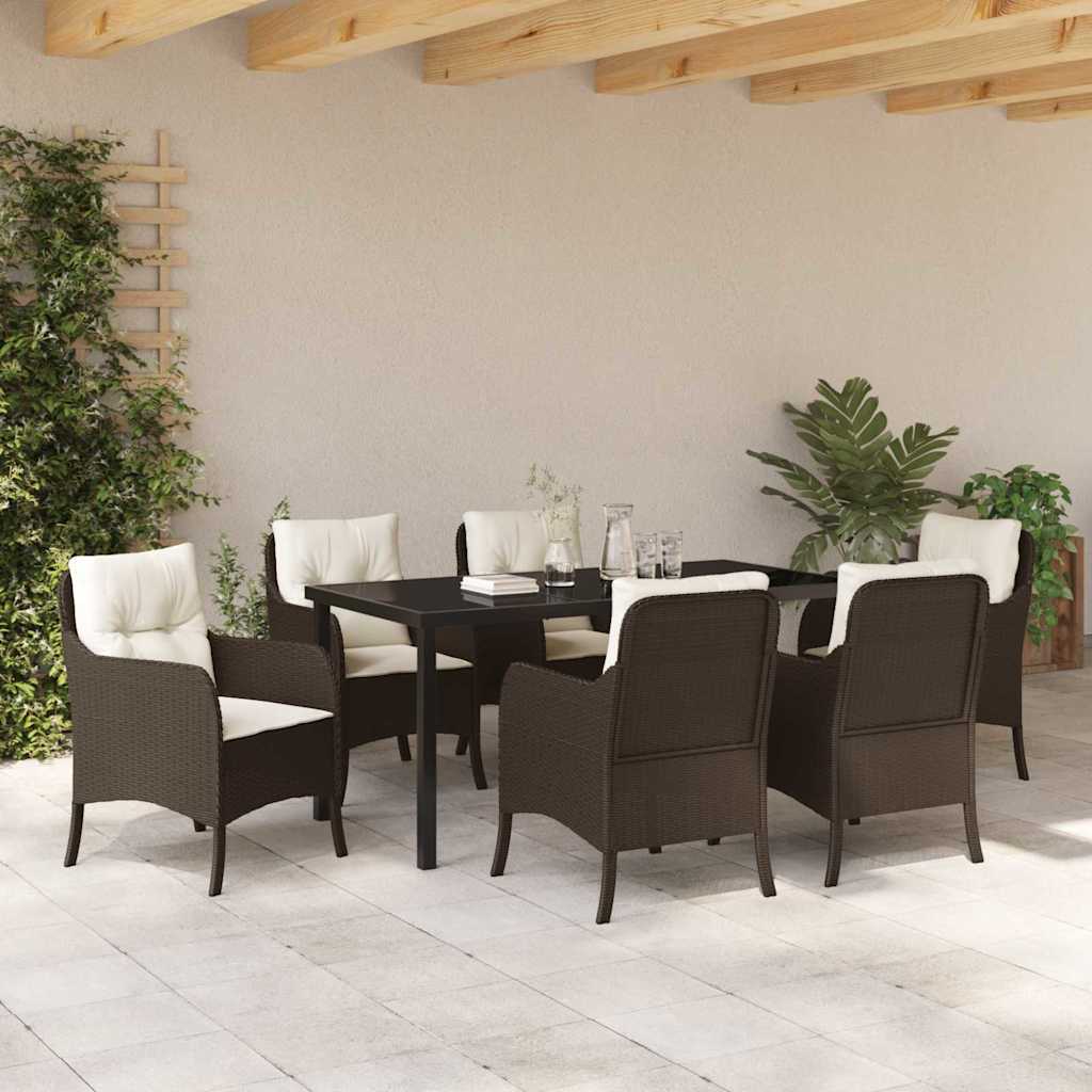 Garden Dining Set 7 pcs Brown Poly Rattan